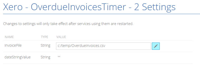 Settings in Server