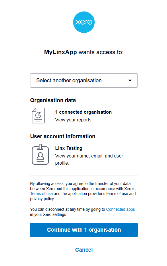 Xero Company Authentication Authorization