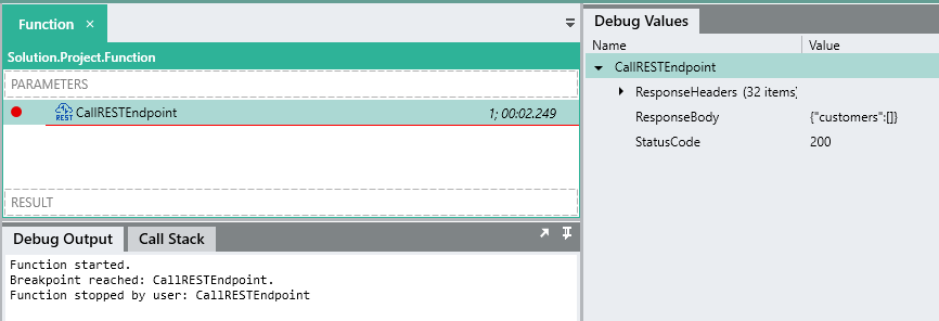 Debug CallRESTEndpoint