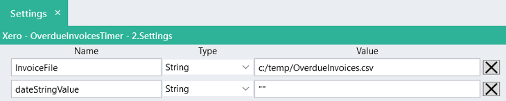 Settings in Designer