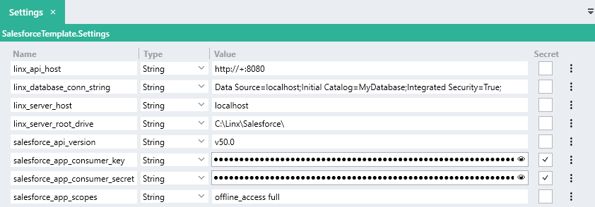 Salesforce application settings
