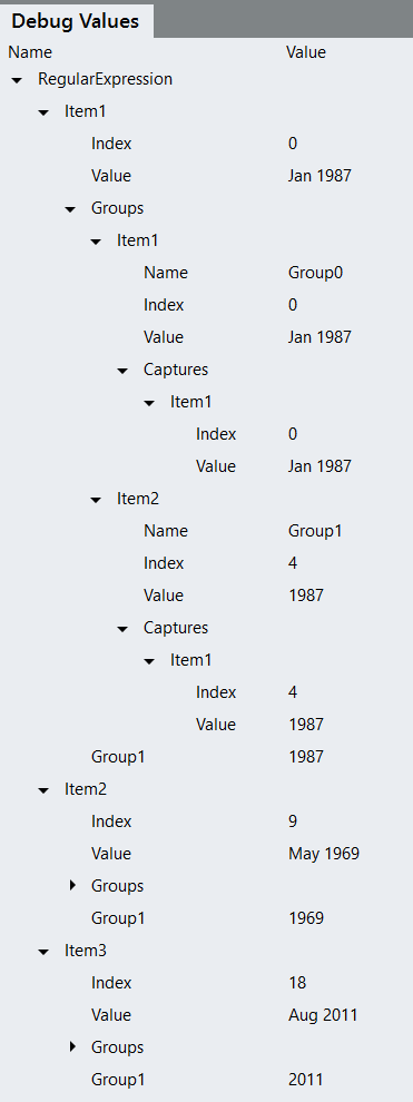 Debug Values