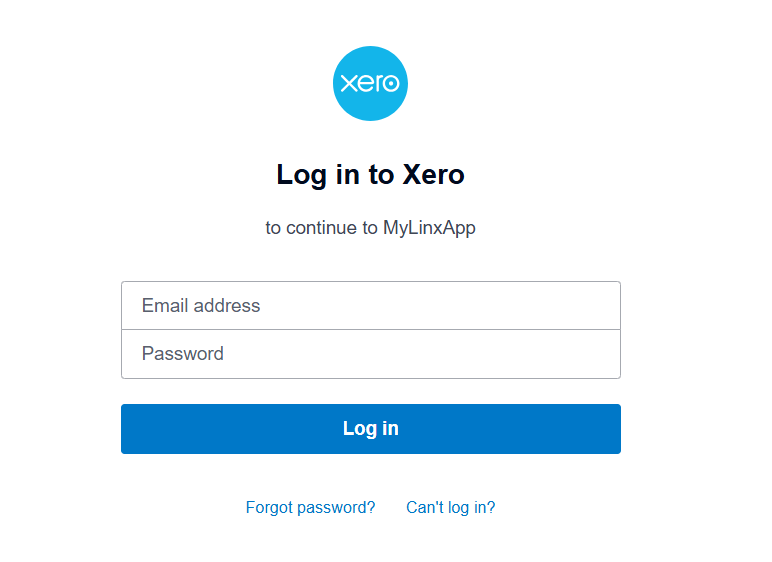 Xero User Login Screen